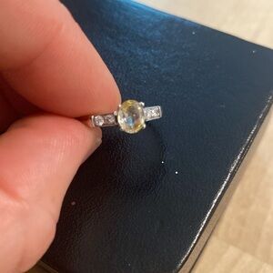 Yellow sapphire + platinum ring